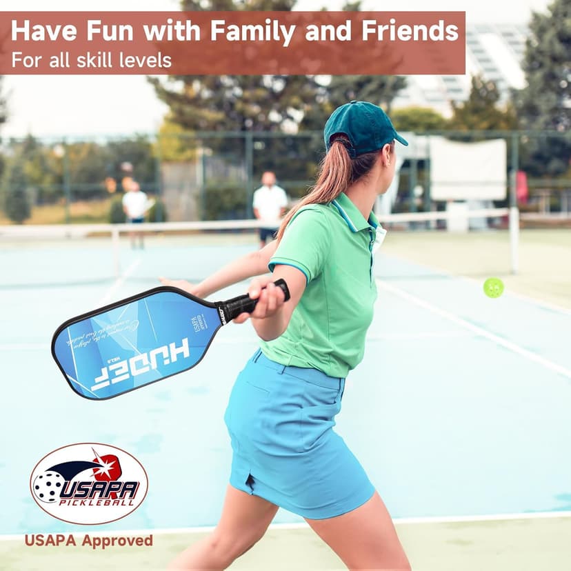 Pickleball Paddle USAPA Approved, Lightweight Carbon Fiber Face and Polypropylene Honeycomb Core Pickleball Racket with Cover, Elongated Handle and Cushion Comfort Grip Pickle Ball Paddle