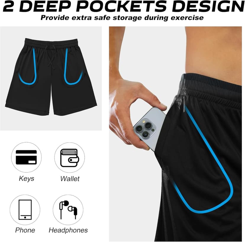 BALENNZ Athletic Shorts for Men with Pockets and Elastic Waistband Quick Dry Activewear