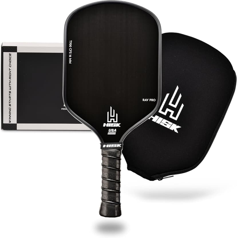 RAV PRO Pickleball Paddle - Ultimate HIGH END 16mm Japanese Toray T700 Raw Carbon Fiber CFS w/Excellent GRIT Roughness Texture, Aero Dynamic Curve, USAPA Approved, Non Slip Grip