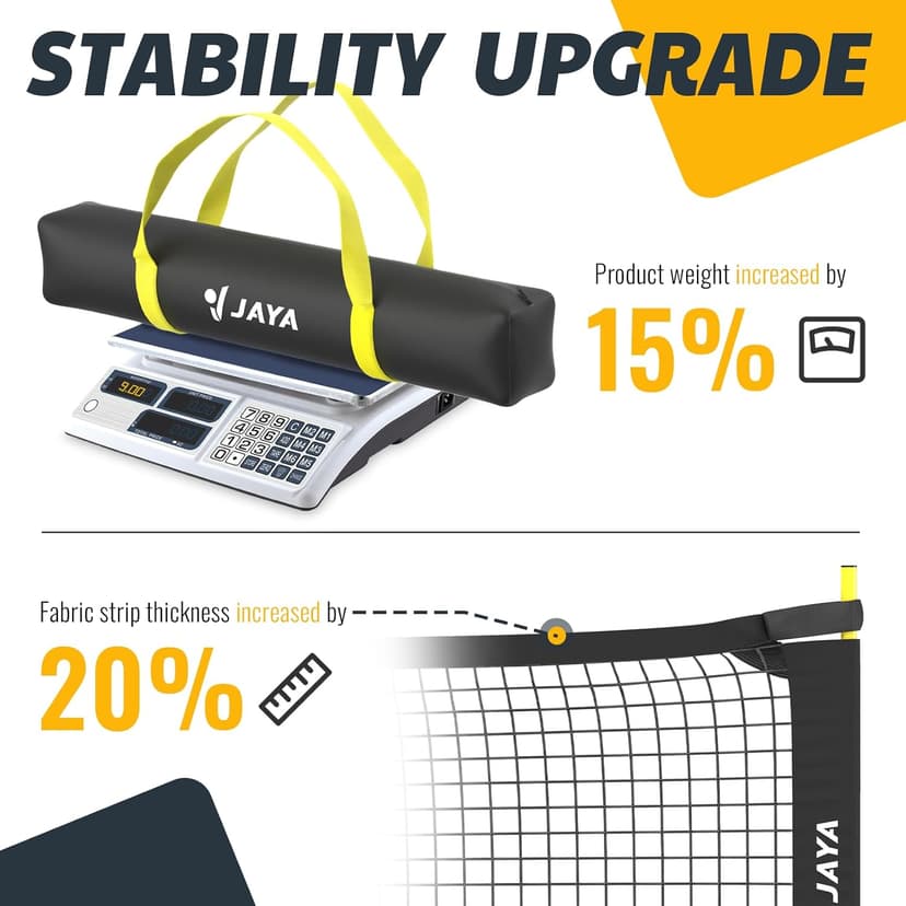 JAYA Ultra Stable Pickleball Net with Ball Holder and Balls, Weight Upgrade, IPF Standard 22 feet, Easy Setup