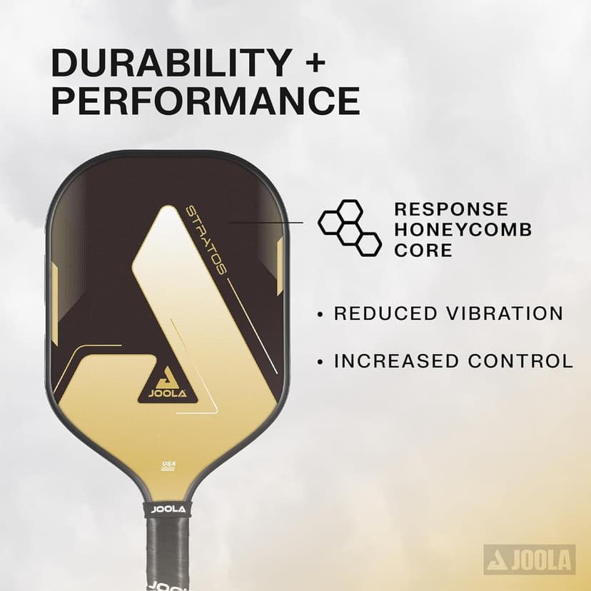 JOOLA Stratos Pickleball Paddle – Reinforced Fiberglass Surface, Honeycomb Polypropylene Core, USAPA Approved, Durable & Beginner-Friendly Pickleball Racket with Comfortable Grip