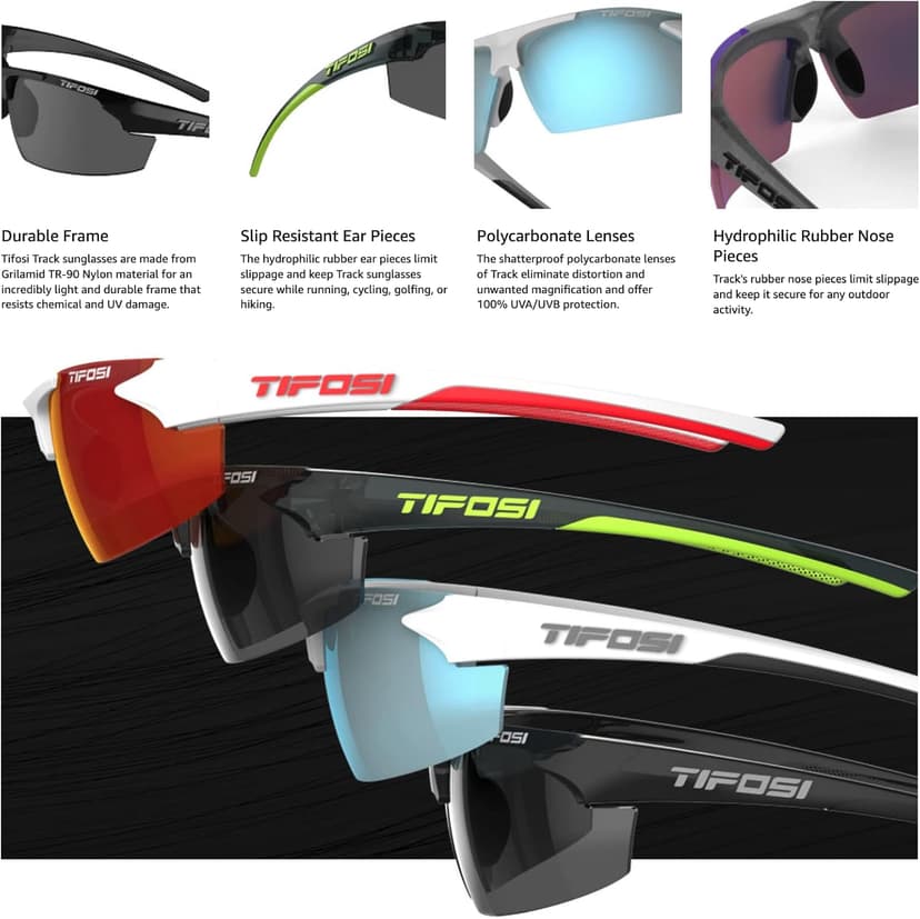 Track Sport Men & Women Sunglasses - Ideal For Baseball, Golf, Pickleball, Running and Tennis - Unisex Glasses