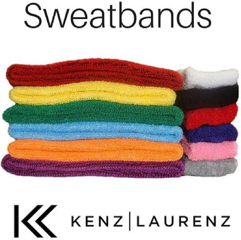 Kenz Laurenz Sweatband Set Cotton Sports Headband Terry Cloth Wristband Moisture Wicking Sweat Absorbing Head Band Athletic Exercise Basketball Wrist Sweatbands and Headbands