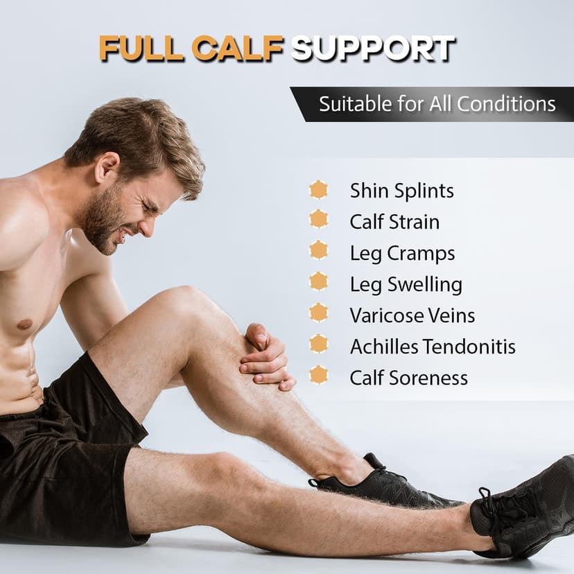 Copper Calf Compression Sleeves for Men and Women, Leg Compression Sleeve for Shin Splint Relief, Calf Sleeves for Men Running, Fitness (1 Pair)