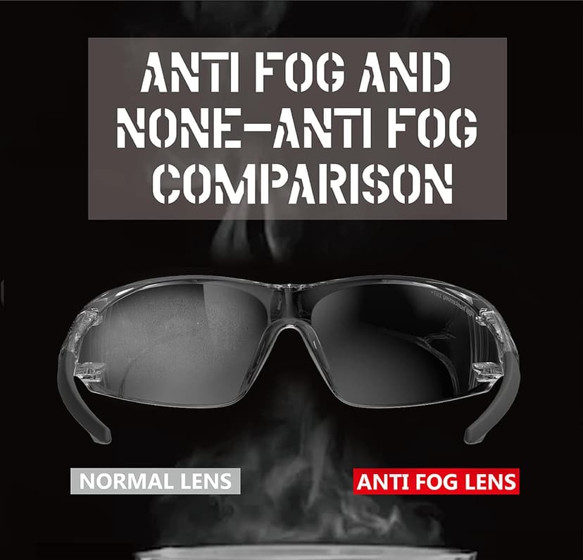 ANSI Z87.1 Anti-Fog Wrap-Around Clear Safety Glasses, Pickleball lab chemistry goggles with Scratch Resistant