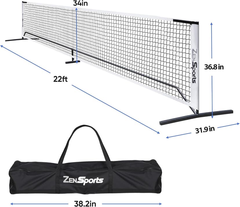 ZENY Portable Pickleball Net Set System with Metal Frame and 22FT Regulation Size Pickball Net with Carry Bag for Backyard, Driveways, Outdoor Game
