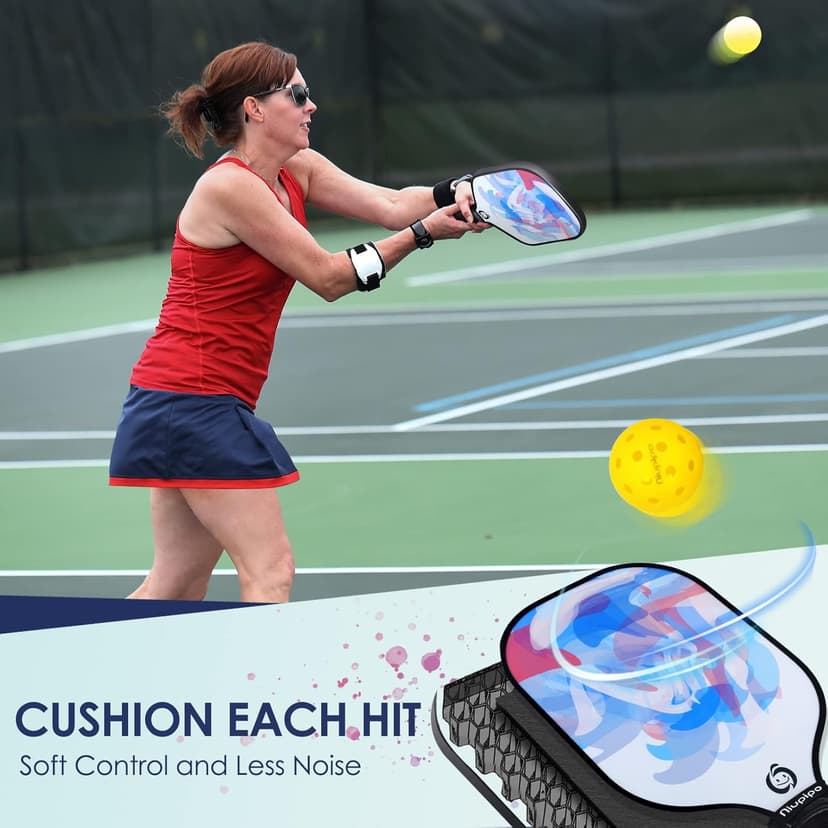 niupipo Pickleball Paddles Set of 2/4, USAPA Approved Fiberglass Surface Lightweight Pickle Ball Rackets with Honeycomb Core, 2 Indoor and 2 Outdoor Balls, 1 Carrying Bag for Beginner, Men, Women