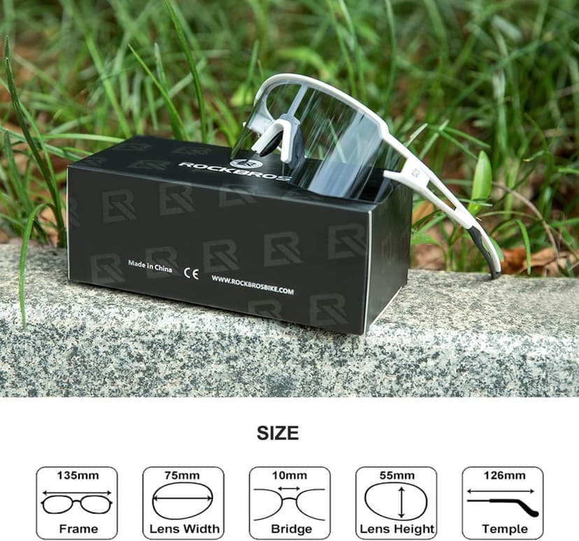 ROCKBROS Photochromic Sports Sunglasses for Men Women Cycling UV Protection