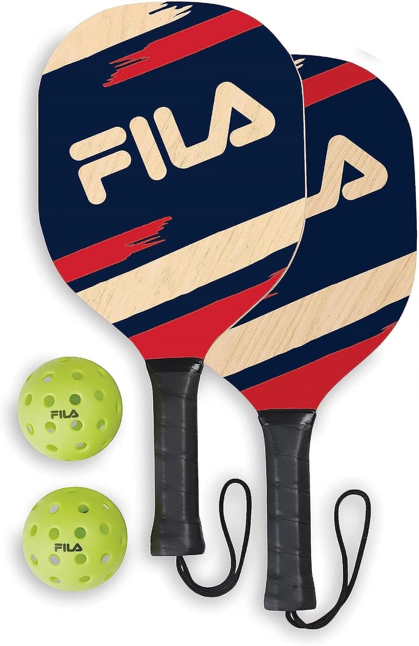 FILA Accessories Pickleball Paddles Set of 2 - Includes 2 Pickleball Rackets, 2 Outdoor Pickleball Balls, Pickleball Racket Game Equipment Mesh Bag