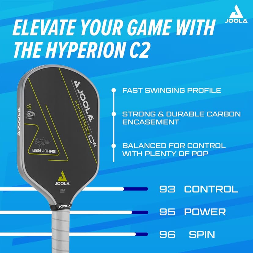 JOOLA Professional Pickleball Paddles – Charged Surface Technology for Power & Feel – Select Perseus or Hyperion Shape – Fully Encased Carbon Fiber – USAP Approved – Well Balanced w/Pop & Control