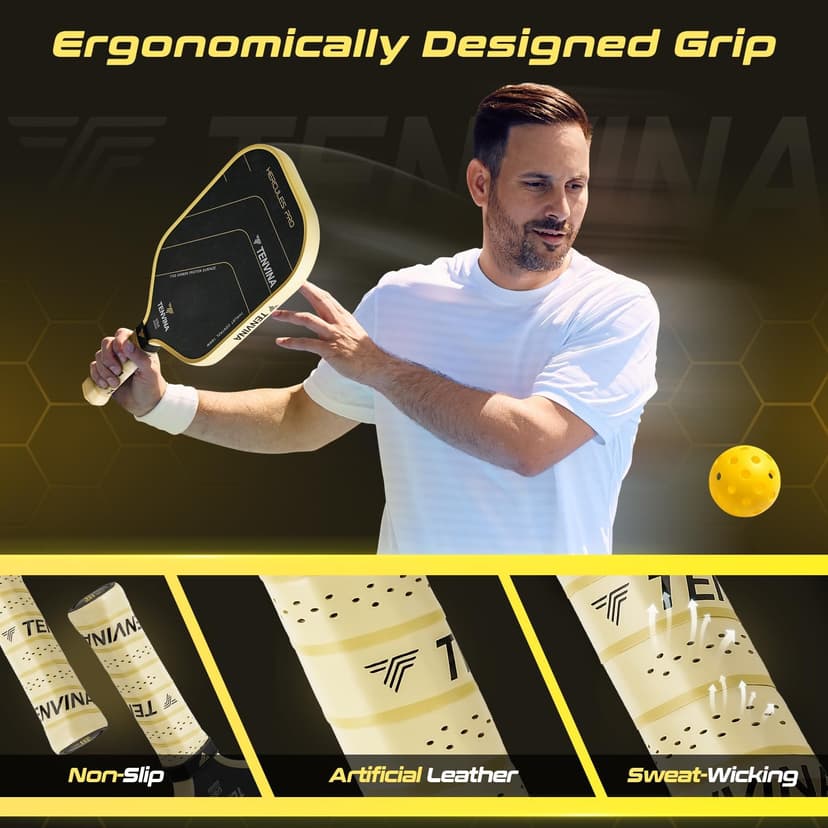 TENVINA Pickleball Paddles, Thermoforming 4-Layer T700SC Friction Carbon Fiber Pickleball Paddle, Professional Pickleball Paddle USAPA Approved with Strong Power and Spin for Athletes