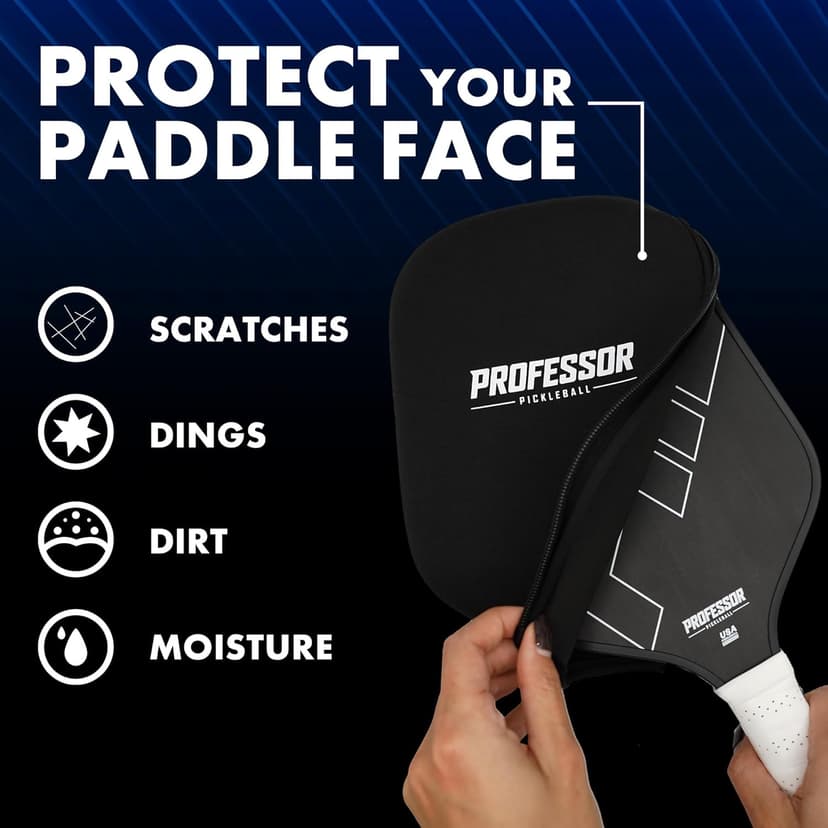 Professor Pickleball Paddle Neoprene Cover - Universal Fitting Cover Pickleball Paddles - Prevents Scratches & Dents - Perfect for Travel & Protection