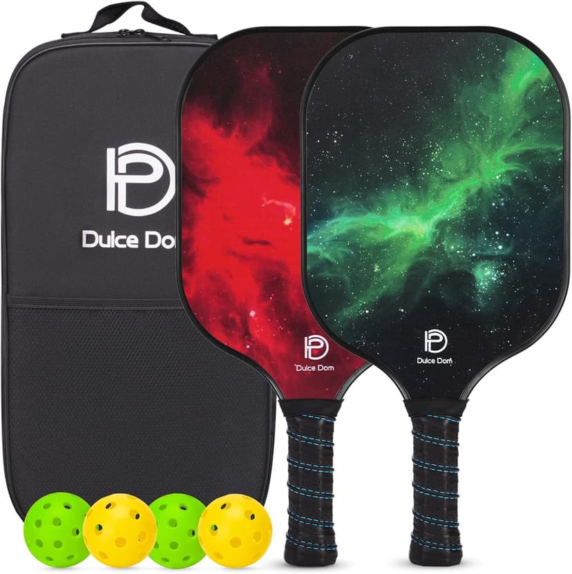 DULCE DOM Pickleball Paddles Set of 2/4 - USAPA Approved, Fiberglass Surface Pickleball Racket with 4 Indoor Outdoor Pickleball Balls and Pickleball Bag, Ideal Training Equipment Gift for Men & Women