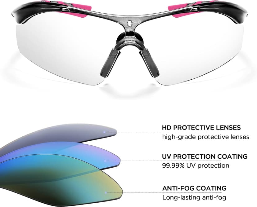 Pickleball Safety Glassses for Men Women Clear lens,Z87+Safety Glassses for Running Shooting Construction,UV Protection,Anti Fog
