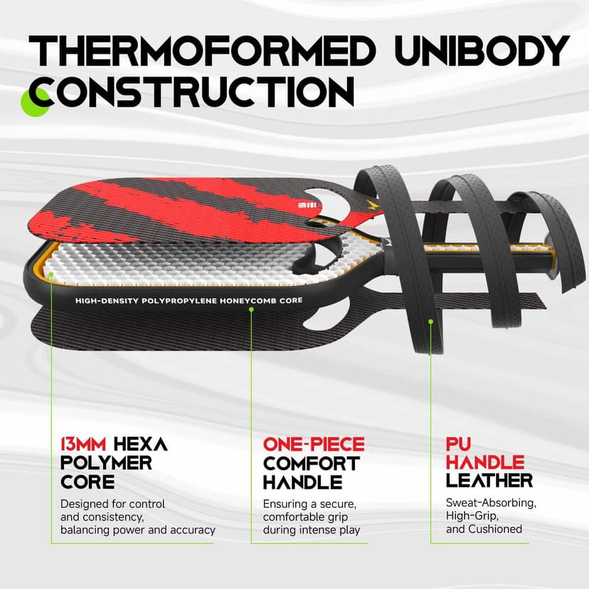 Warping Point Ascent Pickleball Paddles| Carbon Fiber Pickleball Racket with Aero Throat | Textured Grit Surface | Hexa Polymer Core | Designed for Swing Speed and Maneuverability