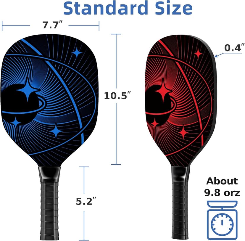 Pickleball Paddles, Pickleball Set with 4 Premium Wood Pickleball Paddles, 4 Pickleball Balls, 4 Cooling Towels & Carry Bag, Pickleball Rackets with Ergonomic Cushion Grip, Gifts for Men Women