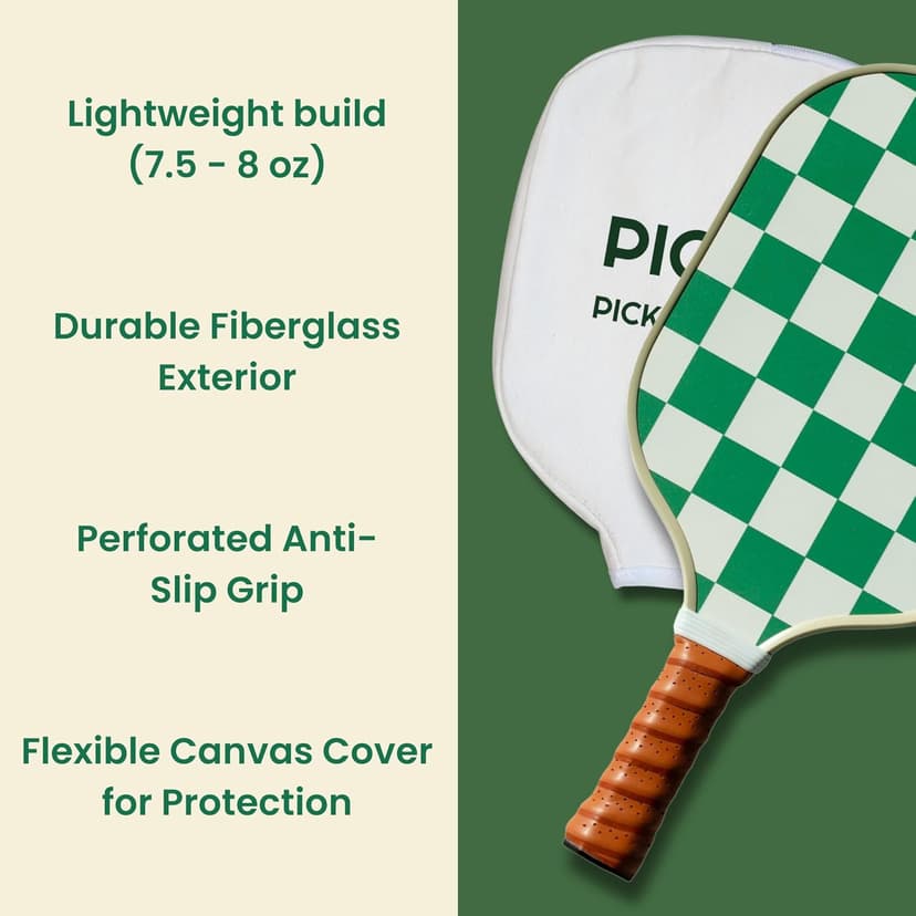 Stylish Premium Pickleball Paddle Racket | Durable Fiberglass Surface | Honeycomb Core | Perfect Addition to a Pickleball Set | Indoor Outdoor Pickle Ball Paddle
