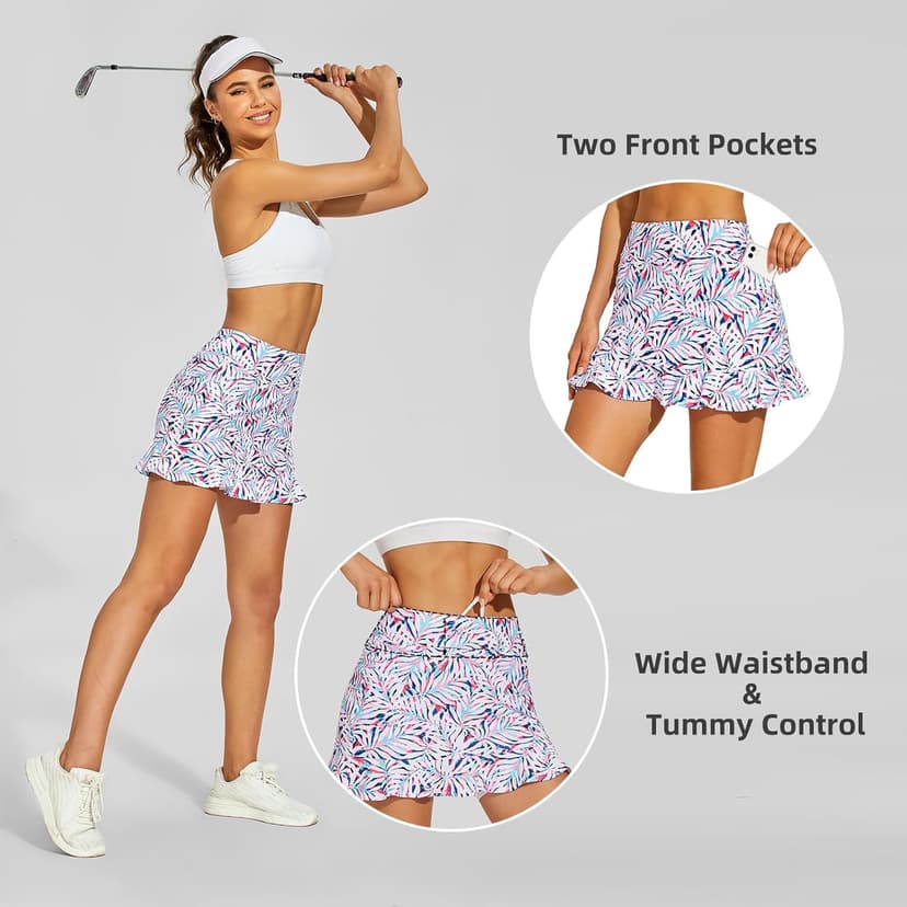 M MOTEEPI Tennis Skirt with Shorts Golf Skorts for Women Dressy Pickleball Skort Golf Outfits Clothes Athletic Skirts
