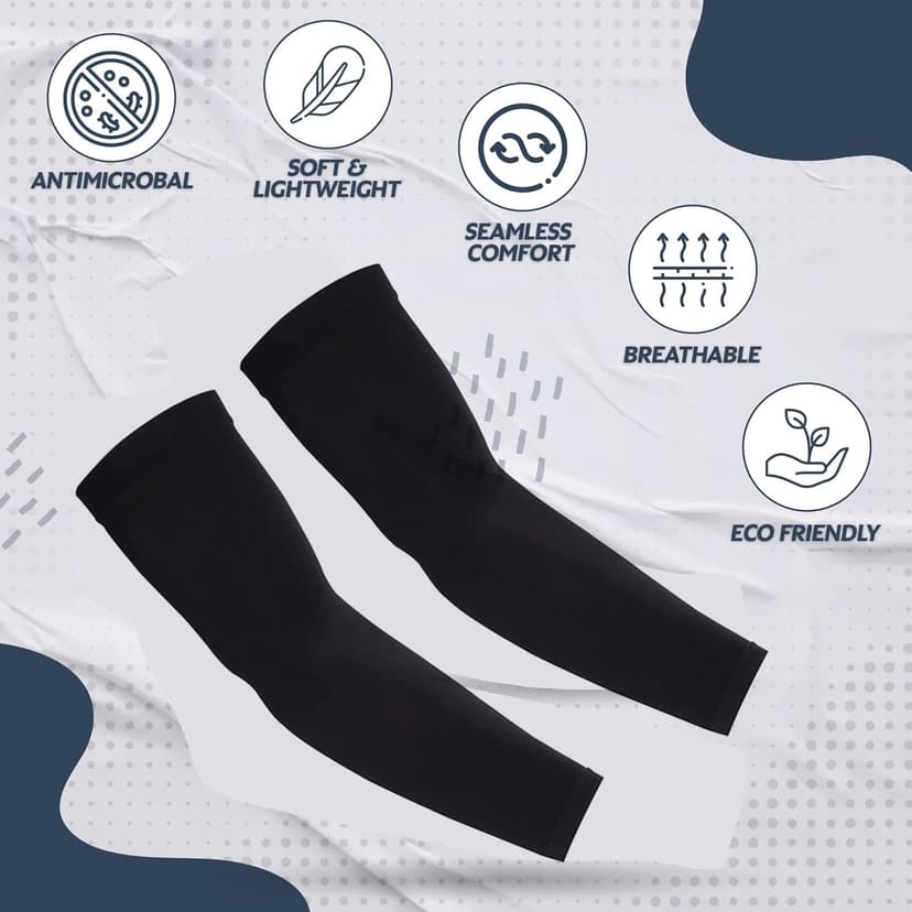 KUHNMARVIN 2 Pairs Arm Sleeves Compression UV Protection Cooling Sun Sleeves Tattoo Cover Up Basketball Arm Sleeves Football