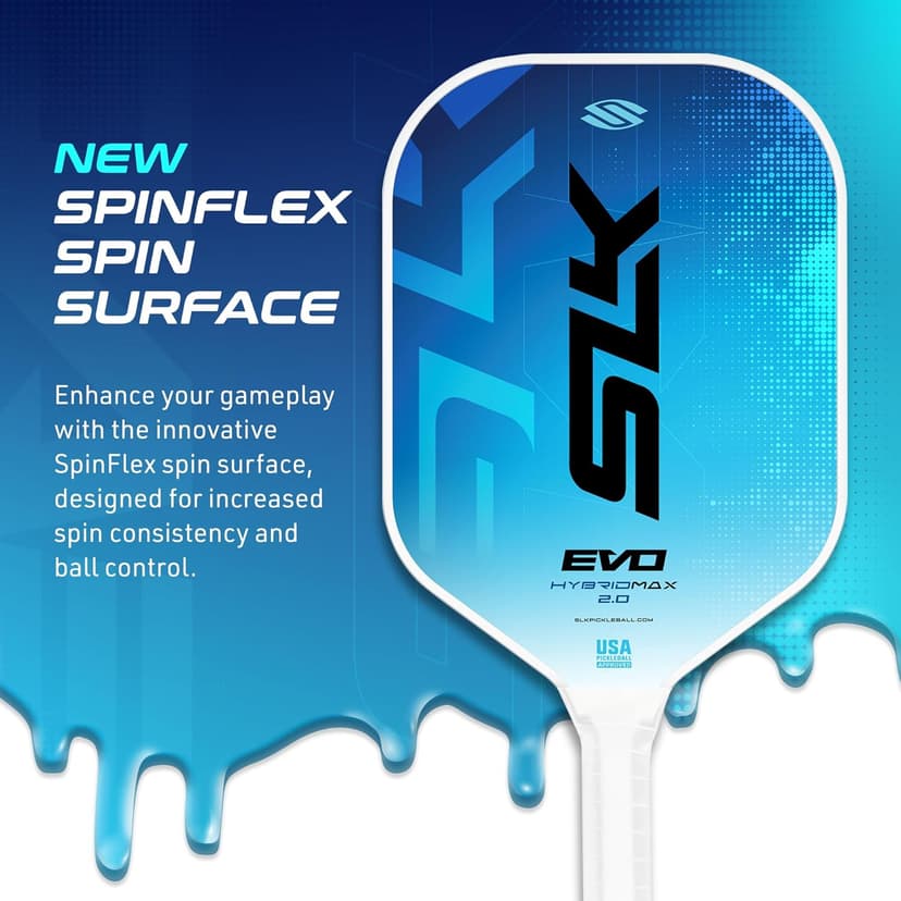Selkirk Sport SLK Evo Pickleball Paddle | Evo Power | Evo Control | Evo Hybrid | Fiberglass Pickleball Racket | Carbon Fiber Pickleball Paddle with SpinFlex Surface