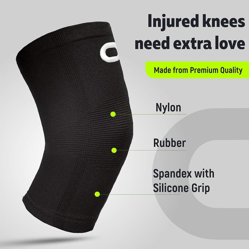Crucial Compression Knee Sleeve (1 Pair) - Best Knee Braces for Knee Pain for Men & Women - Non-Slip Knee Support for Running, Weightlifting, Basketball, Gym, Workout, Sports
