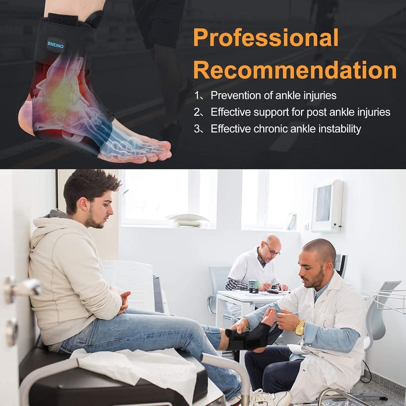 SNEINO Ankle Brace for Women & Men - Ankle Support Brace for Sprained Ankle, Ankle Stabilizer for Achilles, Tendon, Sprain, Injury Recovery, Lace up Ankle wrap for Running, Basketball, Volleyball (Large)