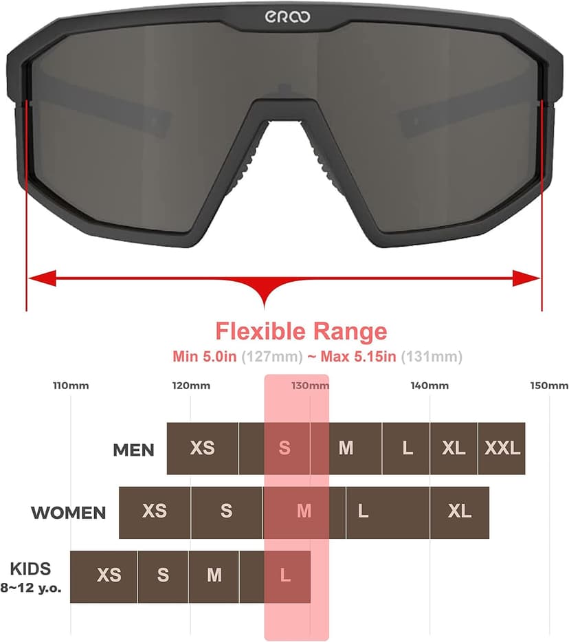 Eazyrun Polarized Small Sports Sunglasses for Youth Women, Baseball Softball Cycling Running Pickleball Padel tennis