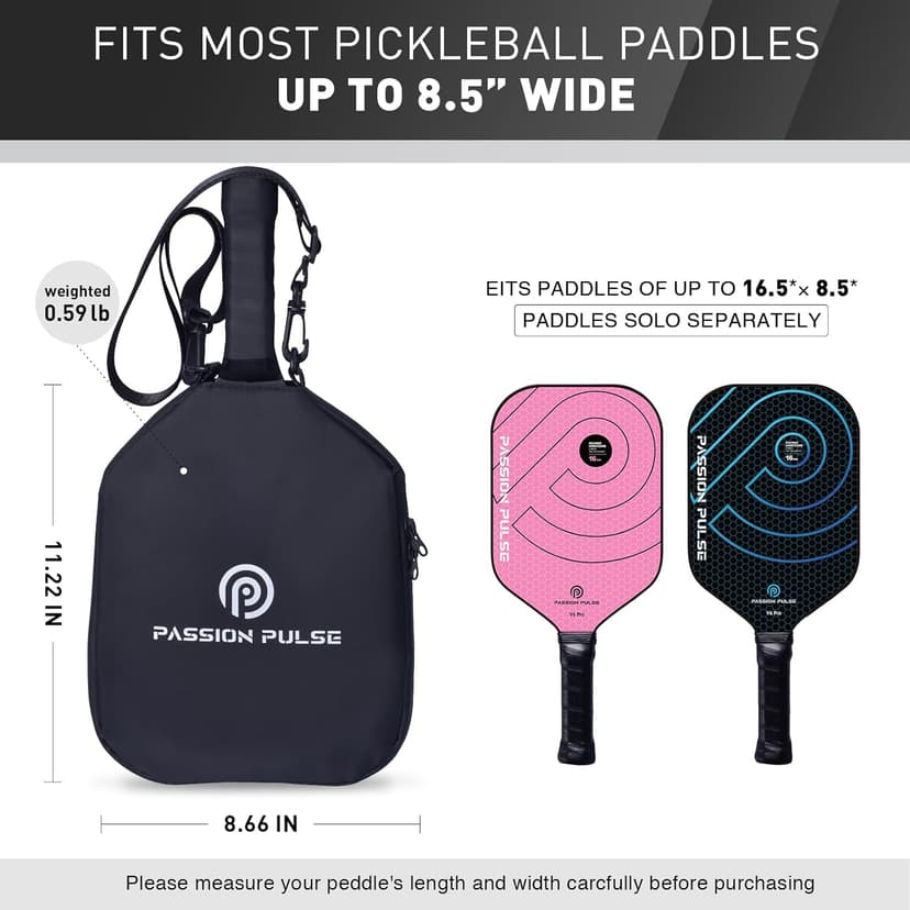 Pickleball Paddle Cover and Storage Bag With Pockets - Water Resistant Racket Sleeve for Standard & Extended Paddles