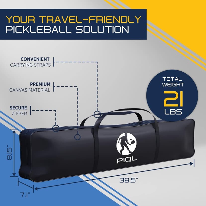 Portable Pickleball Net System with Wheels - Regulation Size Pickleball Set - Pickle Ball Indoor & Outdoor Nets – Driveway Pickle-Ball Court with Carry Bag for Pickle Ball Set
