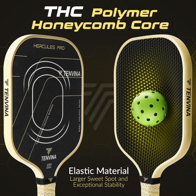 TENVINA Pickleball Paddles, Thermoforming 4-Layer T700SC Friction Carbon Fiber Pickleball Paddle, Professional Pickleball Paddle USAPA Approved with Strong Power and Spin for Athletes