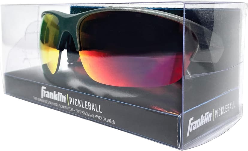 Franklin Sports Pickleball Sunglasses - All Sport UV Glasses for Tennis, Pickleball, Cycling, Rowing + More - Athletic Shades with Headband + Carry Bag, Red
