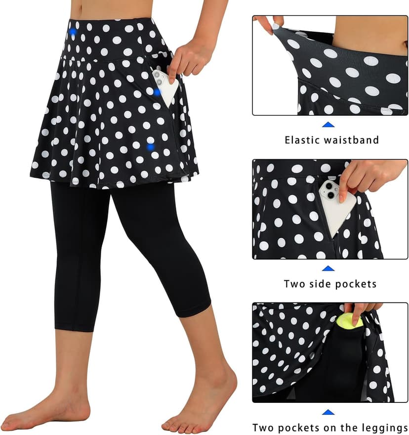 ANIVIVO Skirted Legging for Women, Yoga Legging with Skirts &Women Tennis Leggings Clothes Pockets