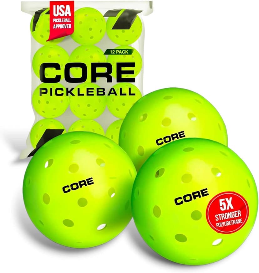CORE Pickleball Balls for Professionals and All Levels of Play - Set of 4-50 Balls with 40 Holes - Durable & Seamless Design - Premium Outdoor Pickleball Balls, Polypropylene - USA Pickleball Approved