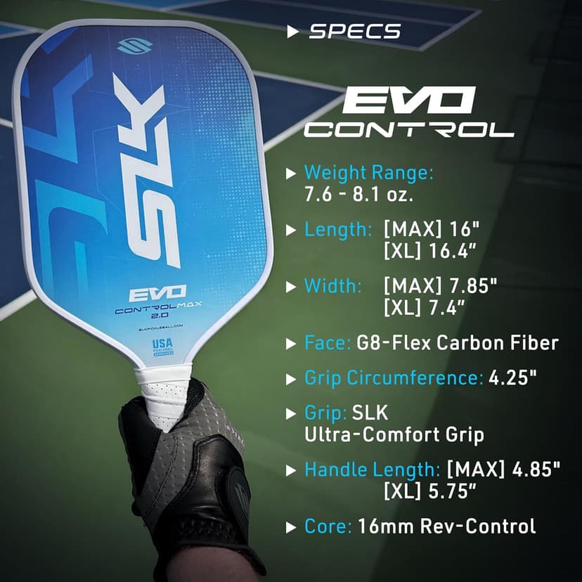 Selkirk Sport SLK Evo Pickleball Paddle | Designed in The USA | Power, Control or Hybrid | Fiberglass & Carbon Fiber with SpinFlex Surface