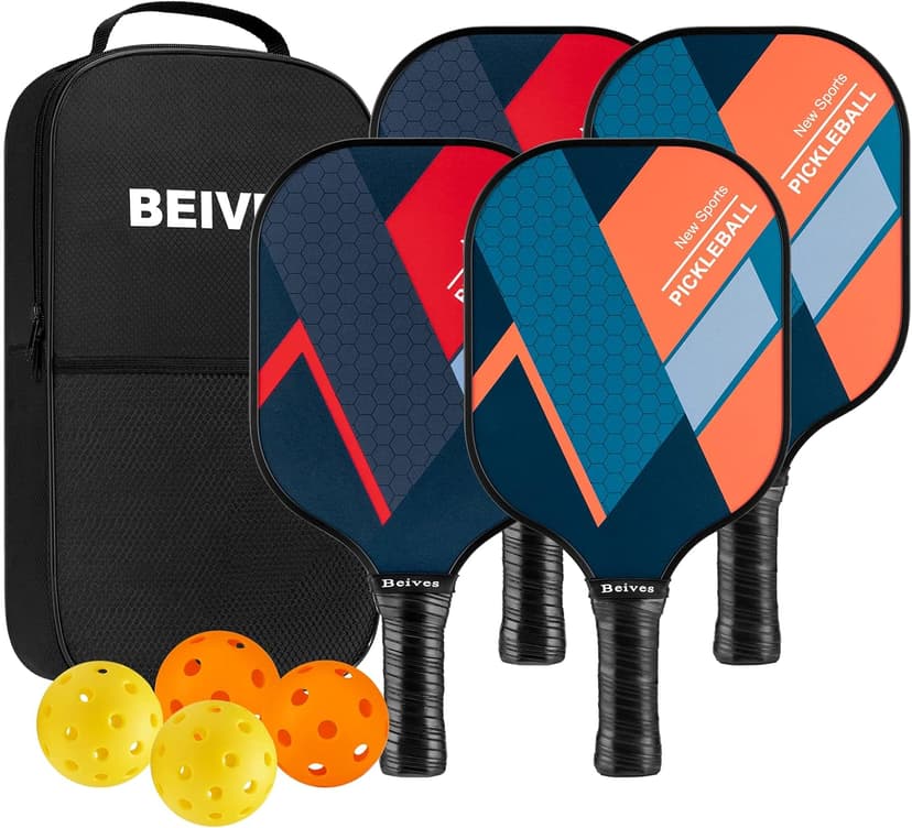 Pickleball Paddles, USAPA Standard Fiberglass Surface Pickleball Paddles Set of 2 or 4 Rackets, Pickleball Set with 4 Pickleball Balls &1 Pickleball Bag, Pickle Ball Paddle Set for Men, Women