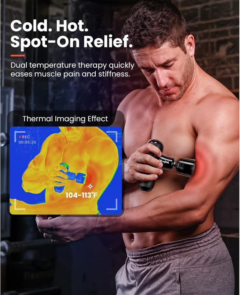 BOB AND BRAD Q2 Pro Mini Massage Gun with Heat and Cold Head,Pocket-Sized Deep Tissue Massager Gun,Portable Percussion Muscle Massager Gun, Ultra Small&Quiet Muscle Massage Gun, FSA and HSA Eligible