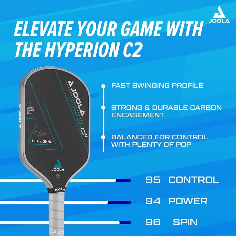 JOOLA Professional Pickleball Paddles – Charged Surface Technology for Power & Feel – Select Perseus or Hyperion Shape – Fully Encased Carbon Fiber – USAP Approved – Well Balanced w/Pop & Control