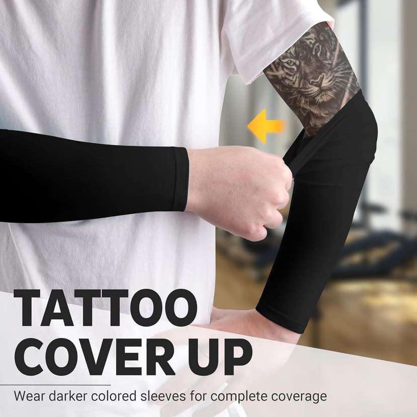 UV Sun Protection Arm Sleeves for Men & Women - Tattoo Cover Up - UPF 50 Cooling Sleeve for Golf, Cycling
