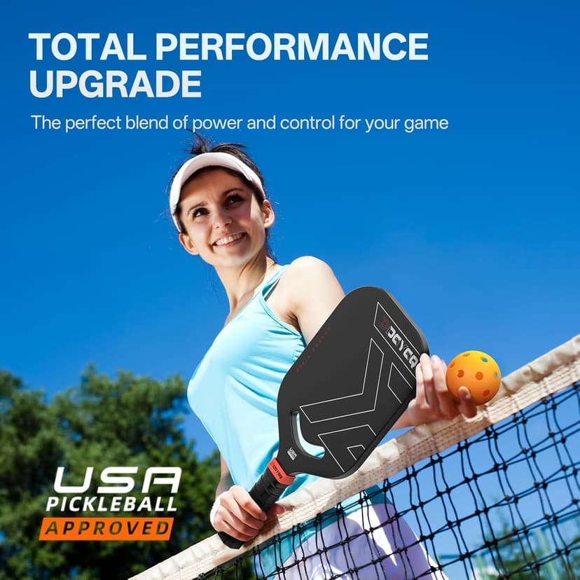 Pickleball Paddles, Carbon Fiber Pickleball Paddle with a 13mm Polypropylene Honeycomb Core, Increased Power for Ultimate Spin & Consistency