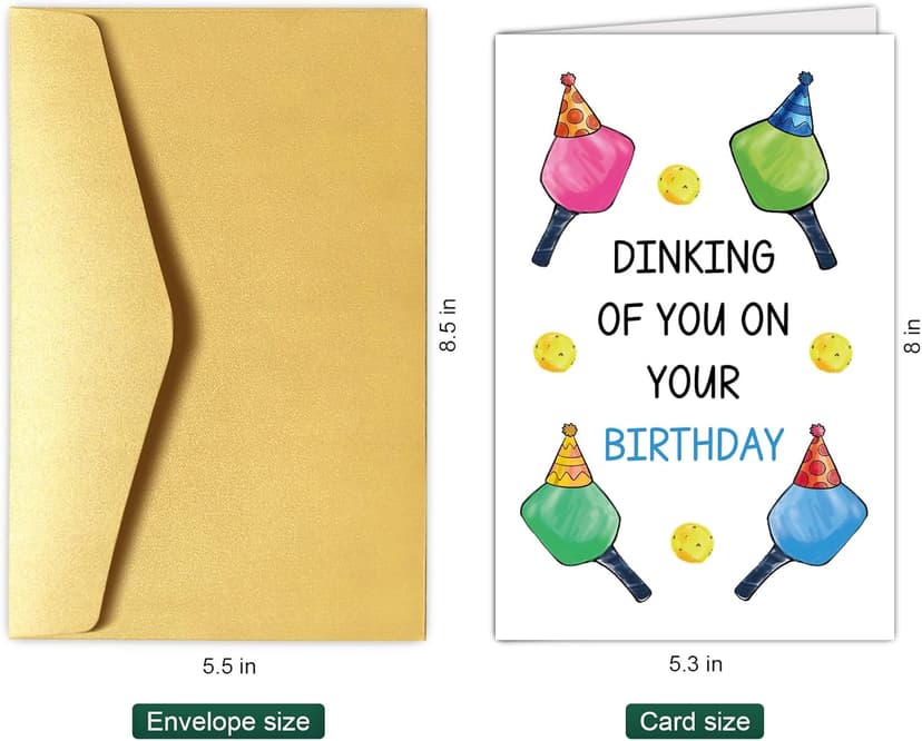 Chenive Funny Pickleball Birthday Card for Men Women, Hilarious Sport Themed Birthday Pun Card for Him Her, Dinking Of You On Your Birthday