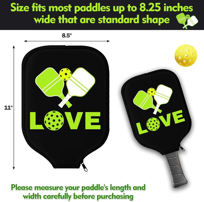 Poen 4 Pcs Ball Paddle Covers 8.5 x 11 Inch Protective Paddle Cover Racket Sleeve Bag with Zipper Universal Case Size Fits up to 8.25 in Wide for ball Sports Men Women Gift