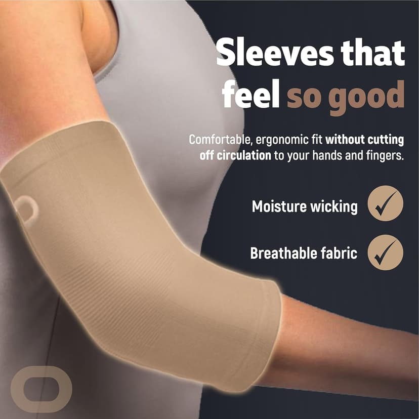 Elbow Brace Compression Sleeve (1 Pair) - Instant Arm Support Elbow Sleeves for Tendonitis, Arthritis, Bursitis, Golfers & Tennis Elbow Brace, Treatment, Workouts, Weightlifting, Pain Relief, Recovery