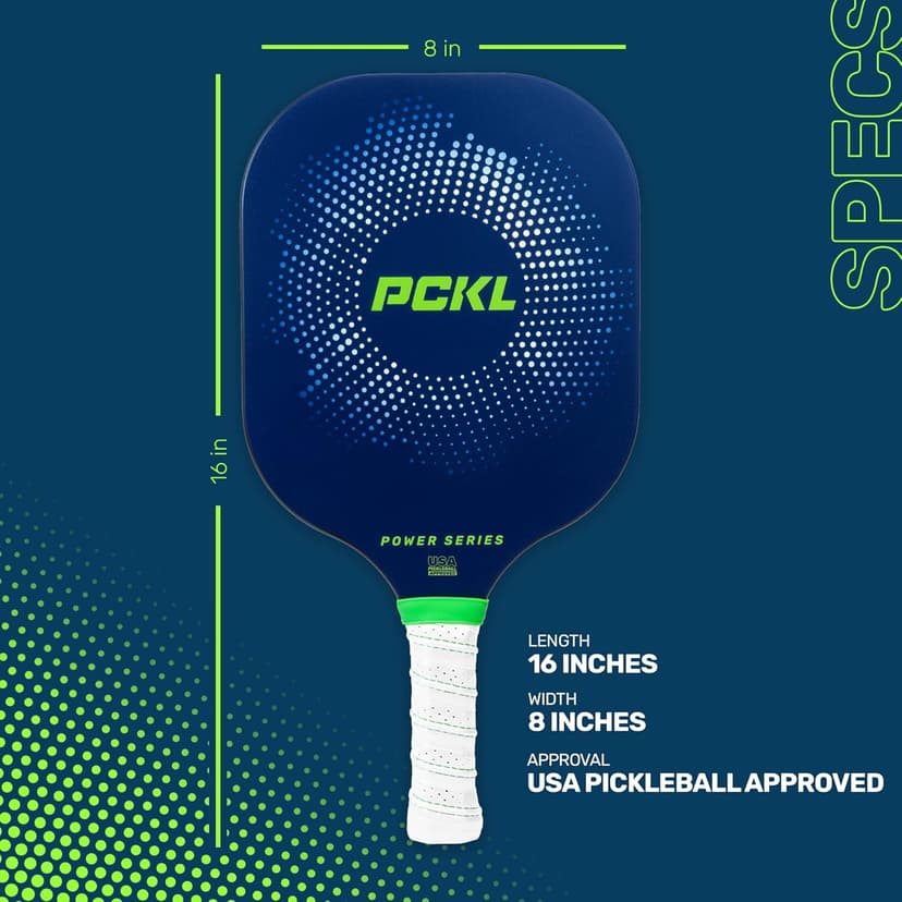 PCKL Pickleball Paddle Pro Series and Power Series | USA Pickleball Approved | Graphite Carbon Face | Edgeless Design | Choose Blue or White Pickleball Paddle