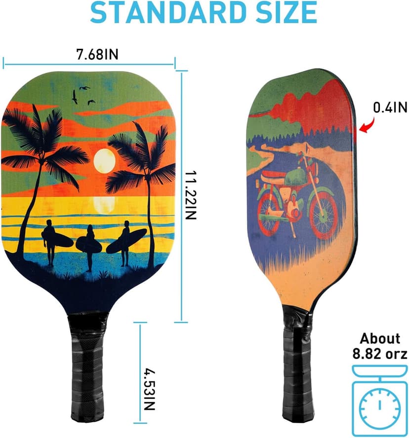 Pickleball Paddles Set of 4 with 4 Premium 9-Ply Basswood Paddles & 4 Pickleballs & 2 Handle Grips Tape & 2 Pickleball Belts & Carry Bag for Beginners Men Women Adults(New Version)