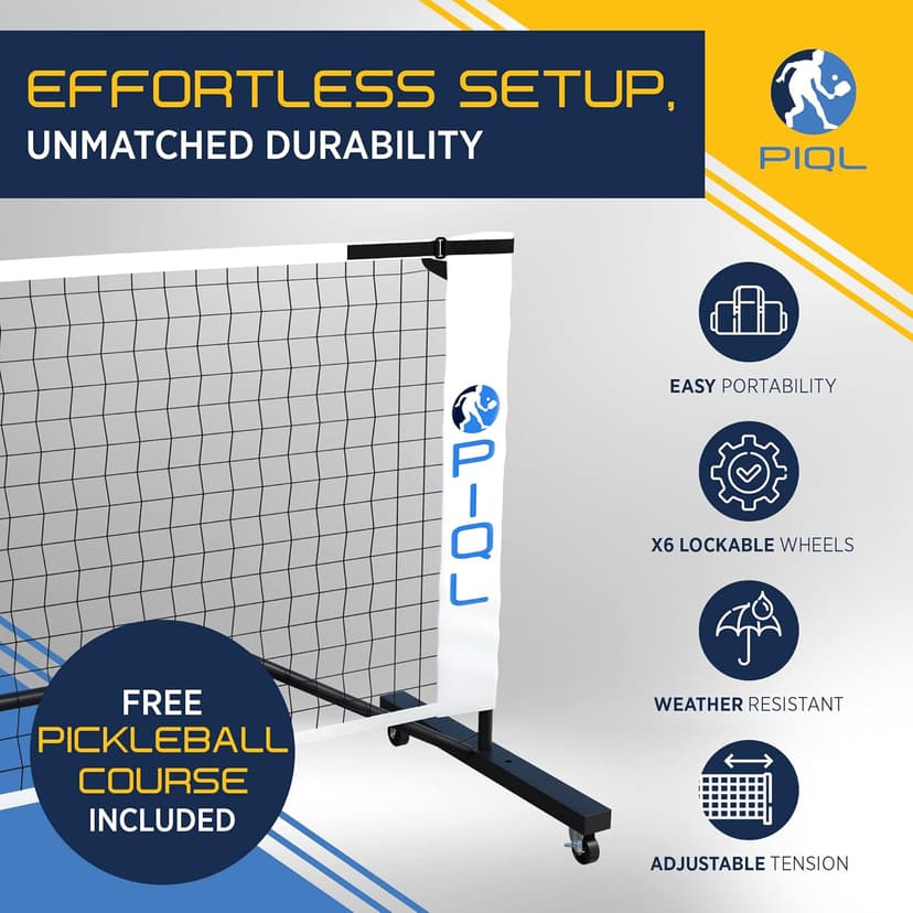 Portable Pickleball Net System with Wheels - Regulation Size Pickleball Set - Pickle Ball Indoor & Outdoor Nets – Driveway Pickle-Ball Court with Carry Bag for Pickle Ball Set