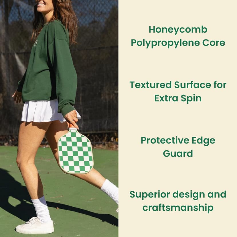 Stylish Premium Pickleball Paddle Racket | Durable Fiberglass Surface | Honeycomb Core | Perfect Addition to a Pickleball Set | Indoor Outdoor Pickle Ball Paddle
