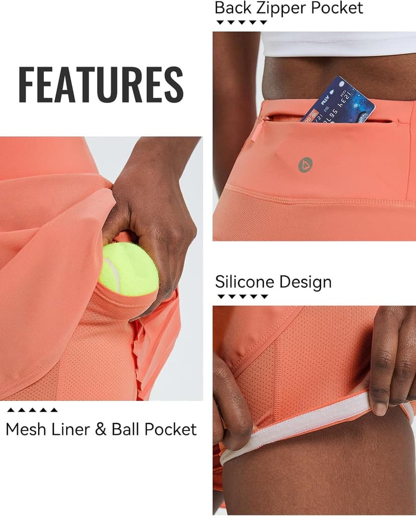 baleaf Women's Pleated Tennis Skirt Golf Skorts for Woman High Waisted Lightweight Athletic Shorts Pockets