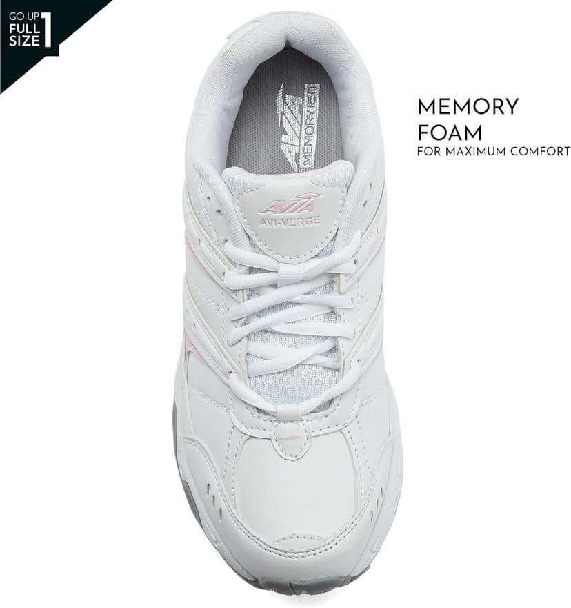 Avia Verge Womens Sneakers - Tennis, Court, Cross Training, or Pickleball Shoes for Women, Classic Black or Walking White Sneakers with Arch Support, Wide Width or Medium