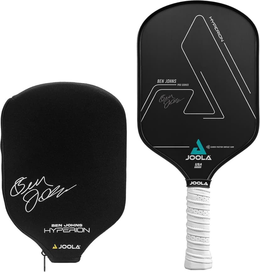 JOOLA Ben Johns Hyperion Pickleball Paddle - Select Raw Carbon Surface or Carbon Abrasion Surface for Increased Power and Spin - Elongated Grip Handle - Carbon Fiber Pickleball Paddle - USAP Approved