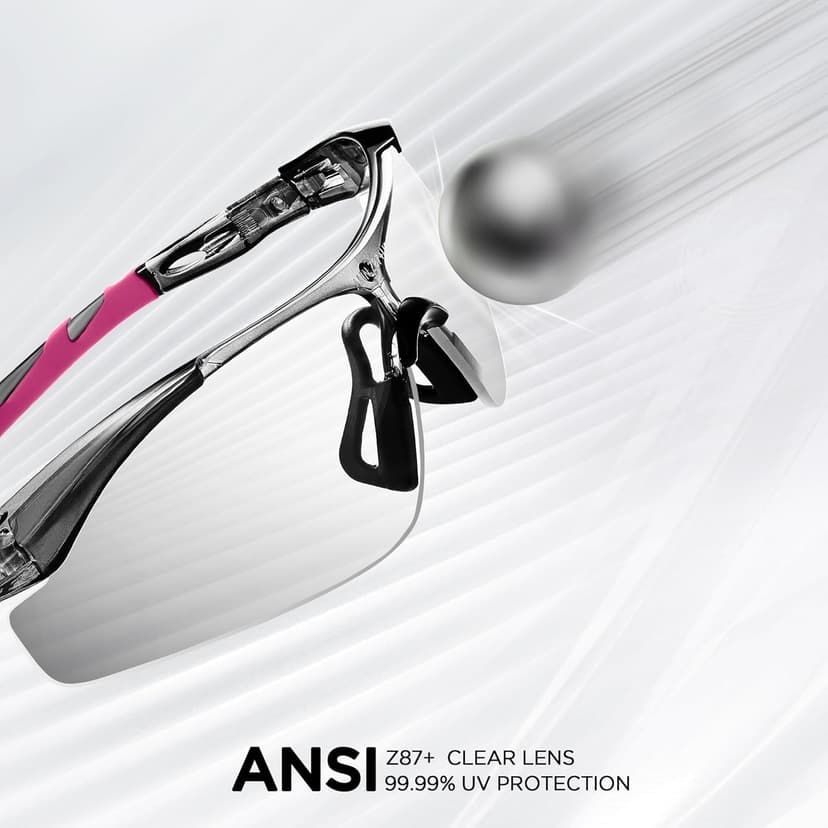 Pickleball Safety Glassses for Men Women Clear lens,Z87+Safety Glassses for Running Shooting Construction,UV Protection,Anti Fog